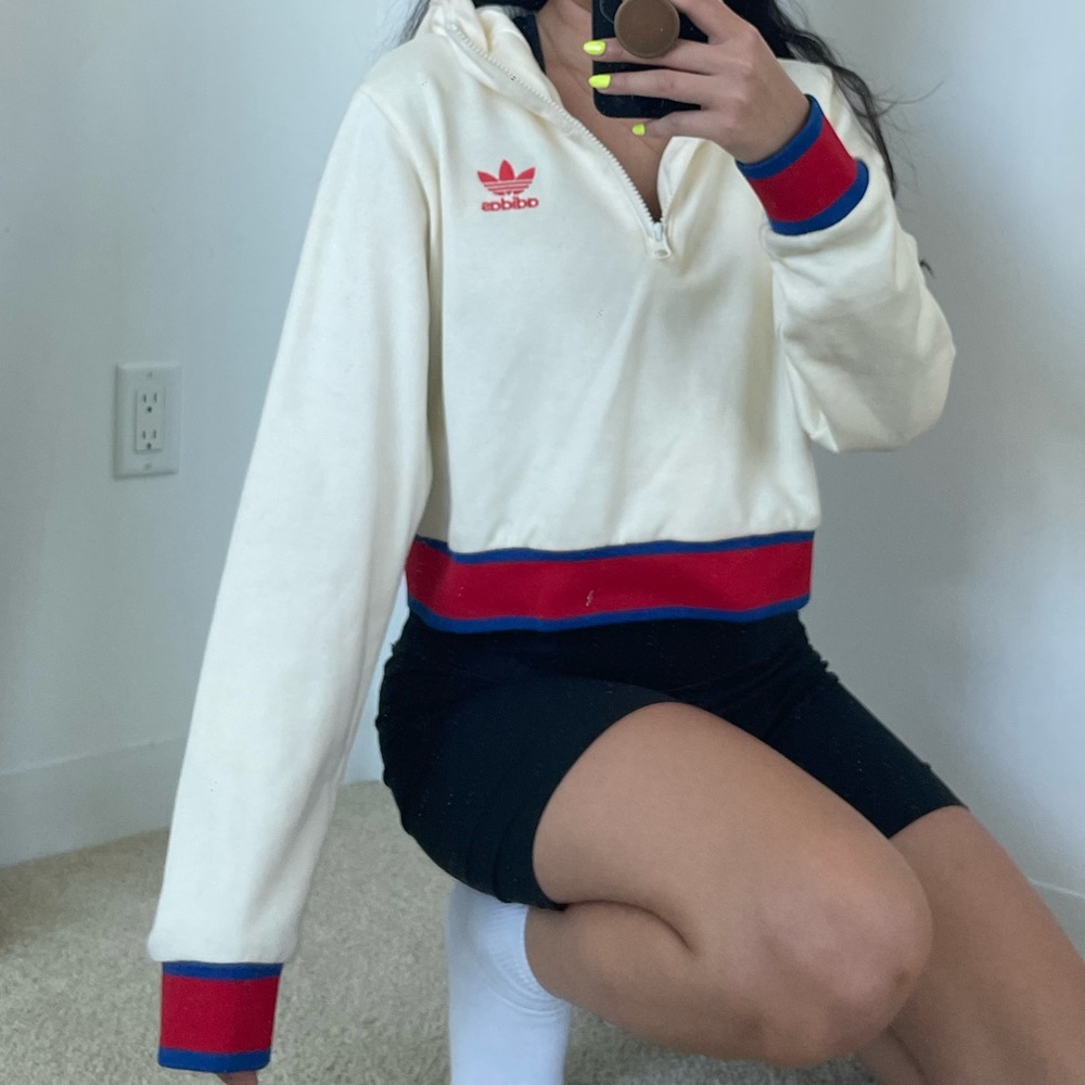 Adidas Originals Embellished Arts Women's Cropped Hoodie Cream White